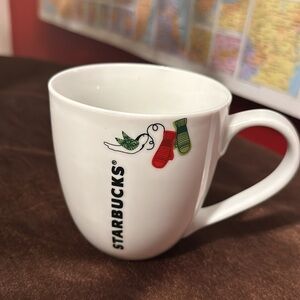 Starbucks Christmas Mug Coffee Cup 2011 Mittens Holiday White Ceramic 13 oz